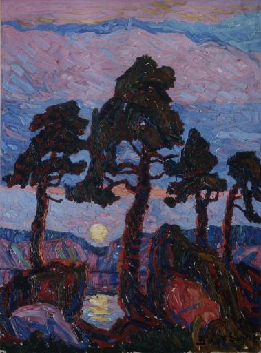 Birger Sandzén (1871–1954), Landscape with Four Trees
