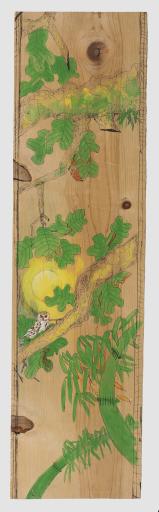 untitled (small owl in oak tree, moon and bamboo), Jimmy Tsutomu Mirikitani (1920–2012)