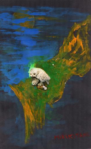untitled (Iraq War and owls), Jimmy Tsutomu Mirikitani