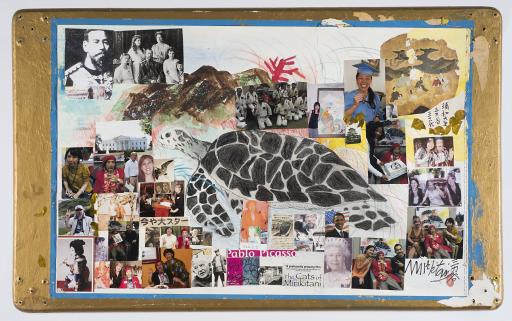 untitled (big turtle table collage), Jimmy Tsutomu Mirikitani (1920–2012)