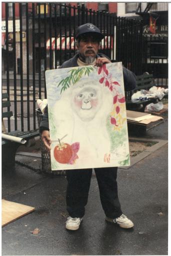 photograph of Jimmy Tsutomu Mirikitani on the streets, George Sakamoto